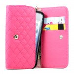 Wholesale iPhone 5 5C 5S Universal Flip Leather Wallet Case with Strap (Hot Pink)